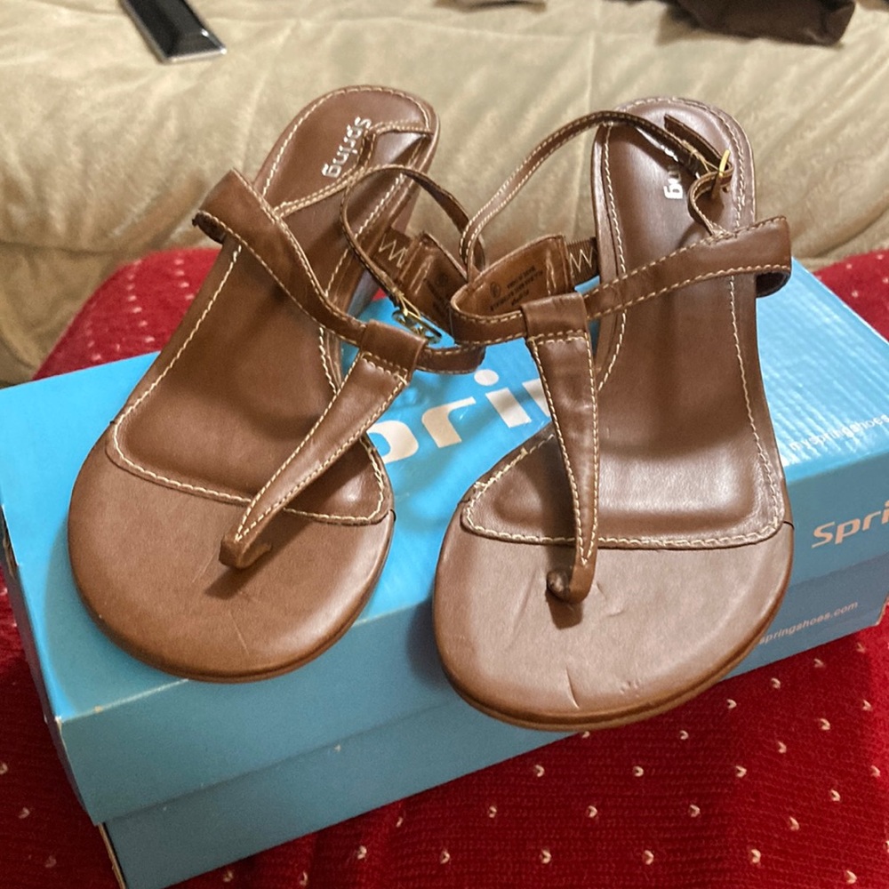 Spring brown wedge shoes